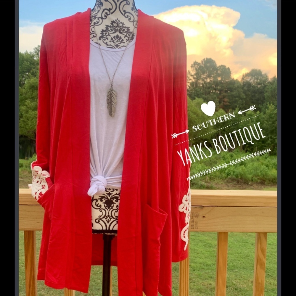 Crochet laced sleeve cardigans MULT COLORS